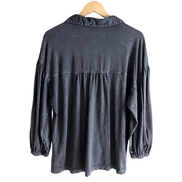 Anthropologie Pilcro Buttoned Balloon Sleeve Blouse in Washed Black, Size Small - Picture 9 of 11
